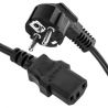 Power cable H05VVF 3x0,75mmq 1,5mt. black color with Schucko plug and VDE C13 socket