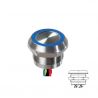 APEM PBARYAFB000E0B Piezo button 22mm. stainless steel NO 200mA max 24Vac/dc Blue LED 24dc IP68 wires 20cm